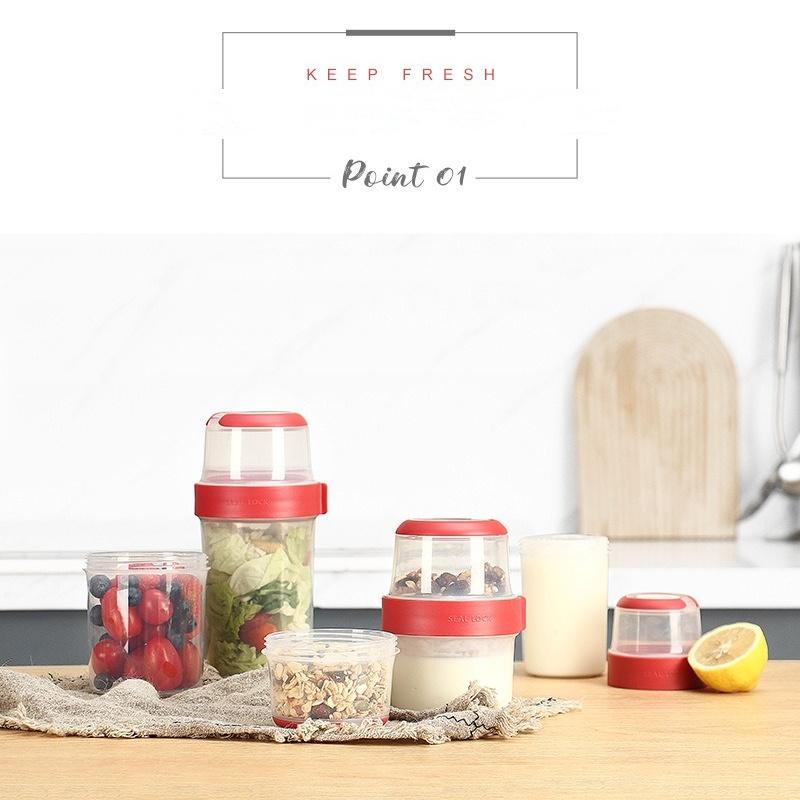 Double-layer Compartment Salad Cup Portable Crisper Cereal Yogurt Cup Fruit Food Storage Box Sealed Container Breakfast Cups