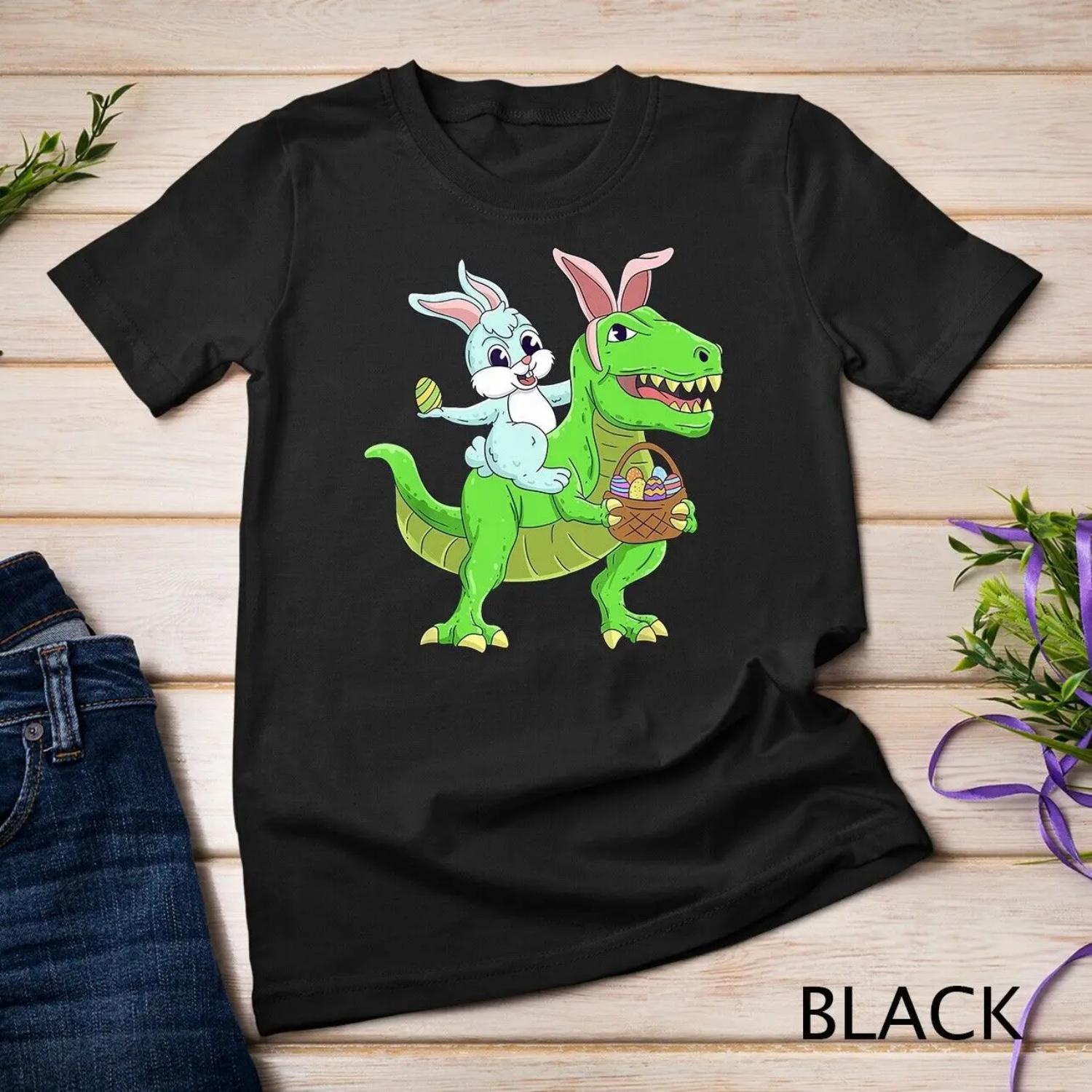 Easter Bunny Riding Dinosaur T Rex Egg Costume Kids shirt XXXXXL