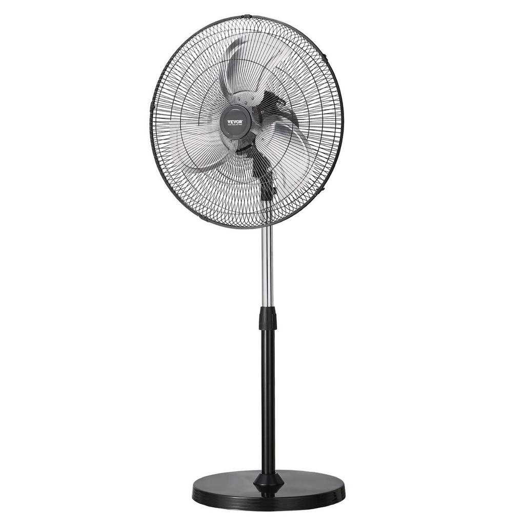 20" Industrial Pedestal Fan 3-Speed Oscillating Fan Height Adjustable