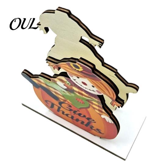 Stable Vertical Paper Towel Stand Thanksgiving Solid Wood Napkin Holder, Fall Harvest Gnome Scarecrow Turkey Tissue Cute Pattern Table Ornament