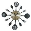 Wall Clock with 3, Fork, Cutlery Design , Black