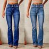 Jeans Bootcut Elasticizzati Vintage Donna Vita Alta Denim Lavato Streetwear