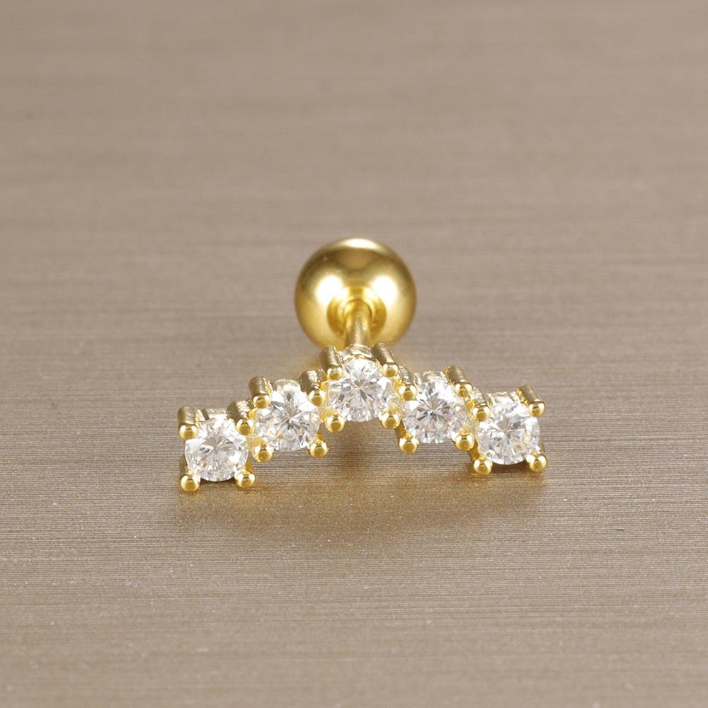 1 Stück 316L Edelstahl Geometrie Ohrstecker Für Frauen Mode Stern Mond Lappen Daith Helix Knorpel Ohrring Piercing Zirkon