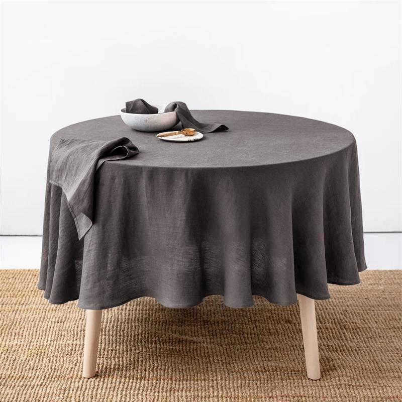 100% Französisches Leinen Runde Tischdecke, Waschbare Natürliche Tischdecke für Esszimmer, Außenbereich, Hochzeiten und Restaurants, Osterdekoration
