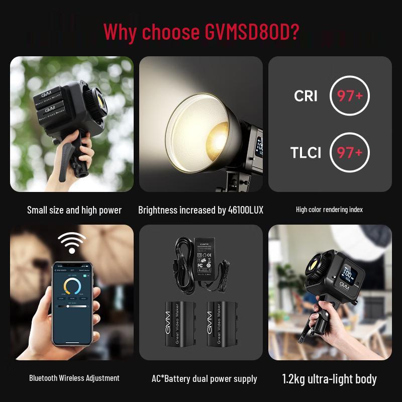 GVM SD80D Portable RGB Bi-Color LED Video Light Kit