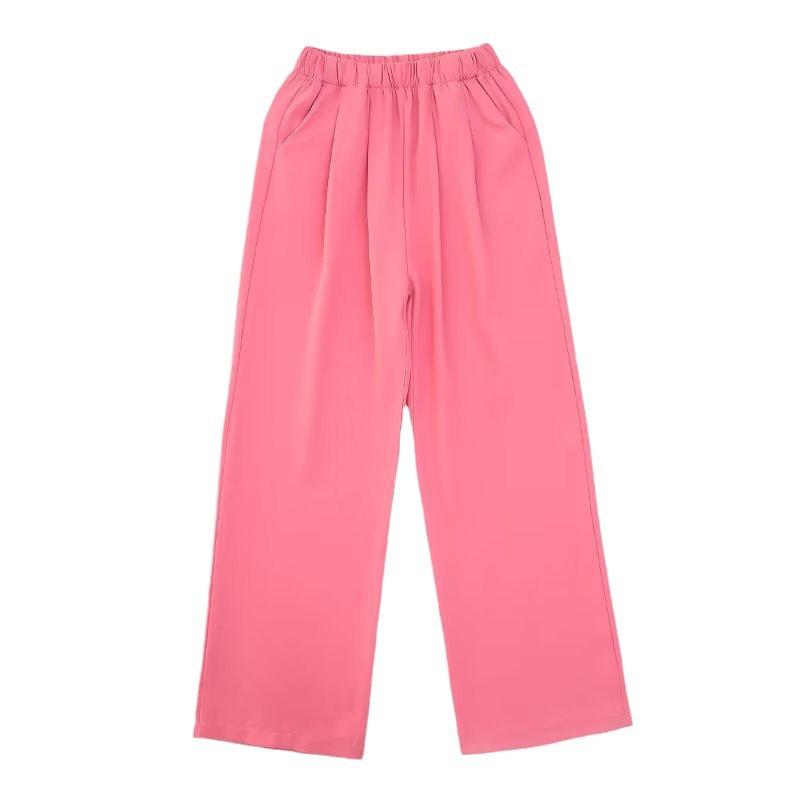 Girls' Summer Pants Summer Thin Mosquito Repellent Pants Ice Silk Black Children's Suit Wide Leg Pants