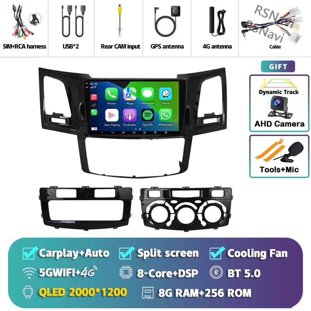 Android 14 Carplay Auto For Fortuner Hilux 2005 - 2014 Car Radio Player Multimedia Stereo Navigation 4G+WIFI Head Unit AI Voice