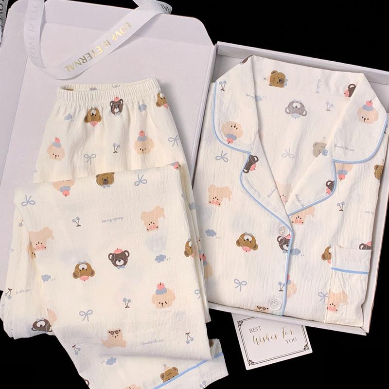 Cloud Cotton New Cute Cartoon Bear Autumn Long Sleeves Can Be Worn Outside Pajamas Women'S Suit Loungewear Real Shot