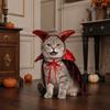 1 Set Gothic Devil Pet Clothes, Adjustable Devil Horn Headband Bat Print Cloak, Halloween Dog Devil Costume Set for Cats Dogs Party Outfit Cosplay