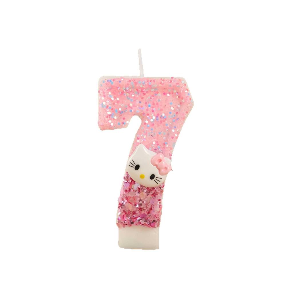 Cute Pink Cartoon Cat Number Candle for Birthday Cake Decoration
