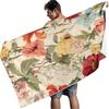 Aesthetic Watercolor Floral Print Beach Towel –Microfiber,Quick Dry,Oversized Fit–Beach Outfits, Boho Vintage Flower Beach Towel