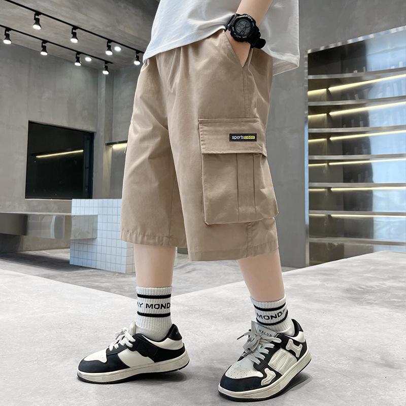 

Boys 2024 Summer Cotton Loose Cargo Capri Shorts 160 cm