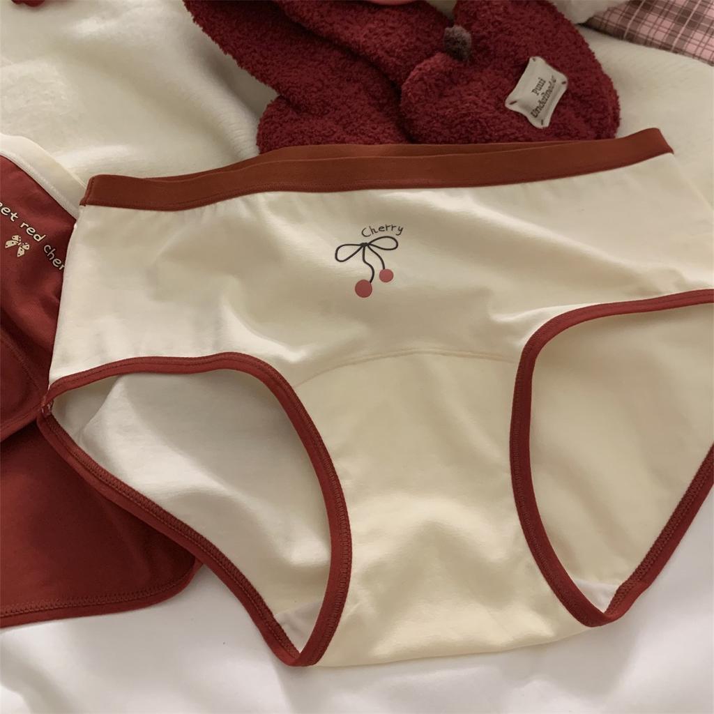 Girl Spring and Autumn Wedding Red New Cotton Extension Antibacterial Crotch Waist Triangle Briefs