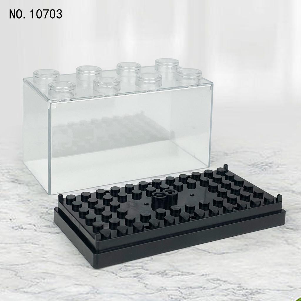 Baustein-Minifigurenspielzeug, staubdichte Präsentationsbox mit Bodenplatte, stapelbar, pädagogisches zusammengebautes Kinderspielzeugmodell