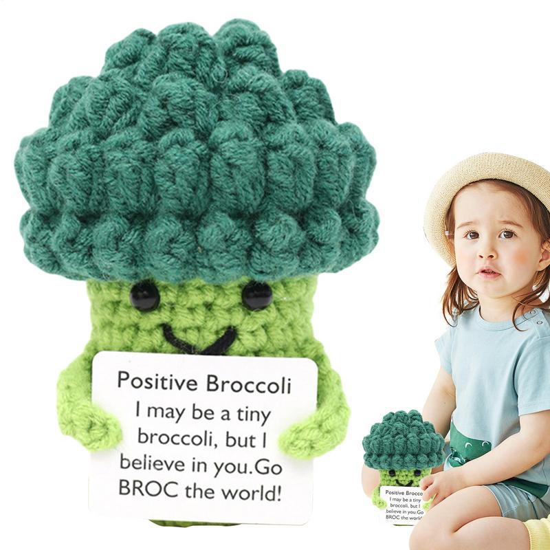 7.8cm Handmade Emotional Support Doll Cartoon Vegetables Brocoli Toy Positive Message Crochet Toy Cute Knitted Decorative Items