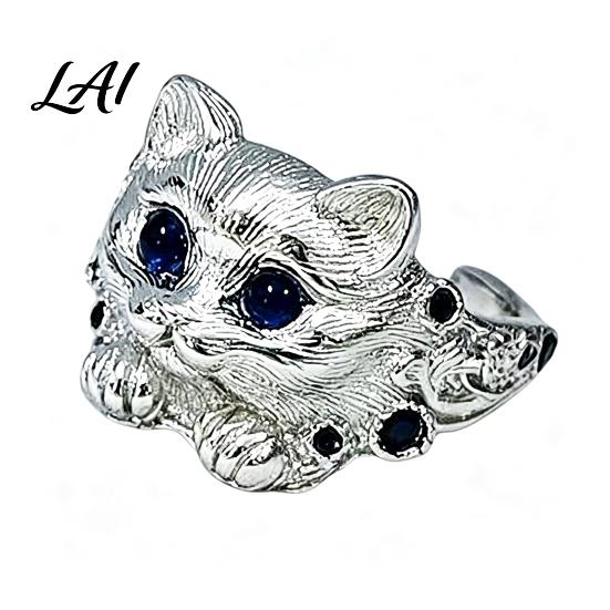 Cat Lover Gift Ring Finger Adjustable Fit Hand-Engraved Kitten Silhouette Women with