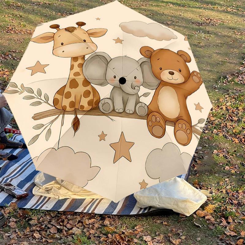 1PC Baby Animal Umbrella-8-Rib Reinforced, Automatic Open, Lightweight & Durable, Fashion Accessory for Outdoor, H0379