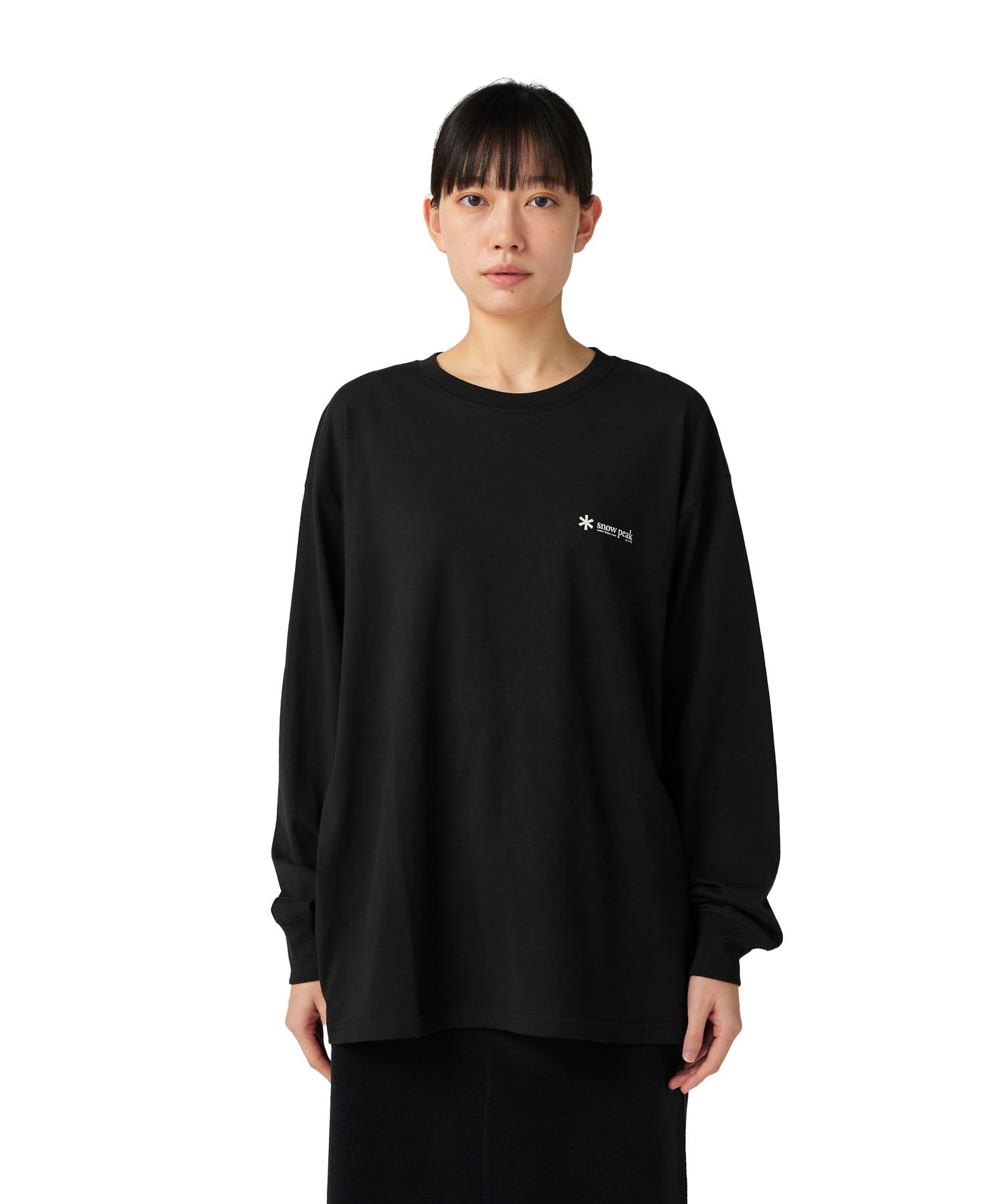 

Snow Peak Soft Cotton Relaxed Logo Cut and Long Sleeve and Black L/S T-Shirt TS-25AU010, Sew, T-Shirt, Men s Women s, XXL, чёрный