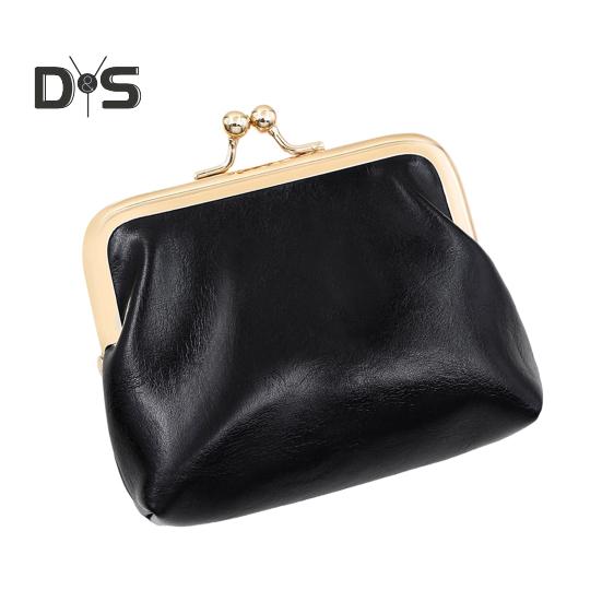 Mini Vintage Coin Purse Faux Leather Kiss Lock Change Pouch Portable Wallet Multi-purpose Keys Earphones Trinkets Lipstick Cosmetic Accessories
