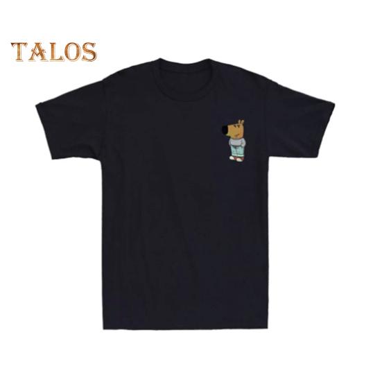 

Футболка унисекс летняя с рисунком мультфильма Chill Guy Graphic свободная круглая горловина короткий рукав пуловер топ повседневная школьная спортивная одежда M чёрный