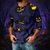Men's Casual Halloween Print Raglan Three-Quarter Sleeve Shirt