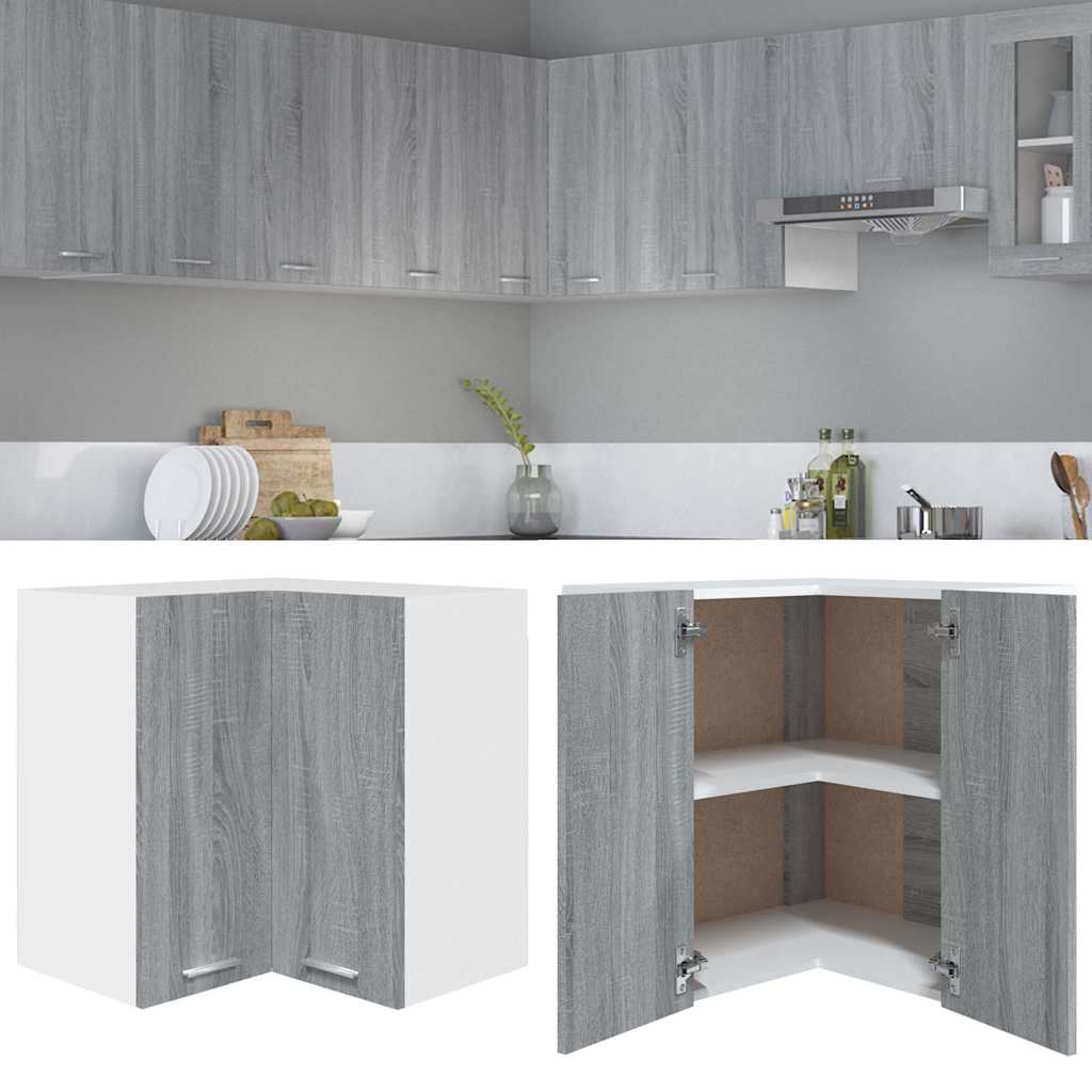Vidaxl Corner Wall Cabinet, Sonoma Oak Grey, 57X57X60 Cm