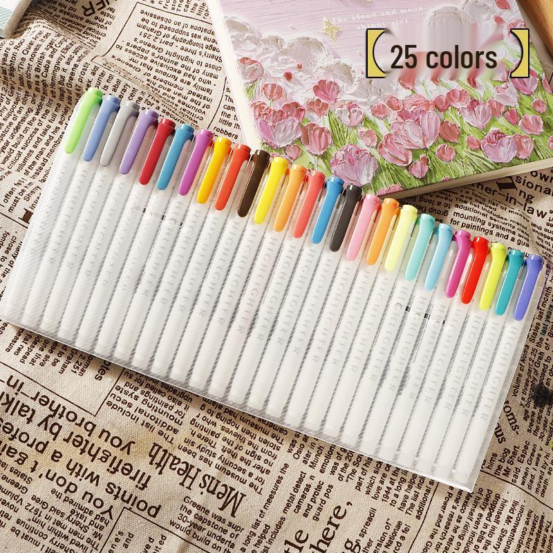 Retro Macaron Double-Ended Fluorescent Marker Pen for Notebooks - Light Colors for Students