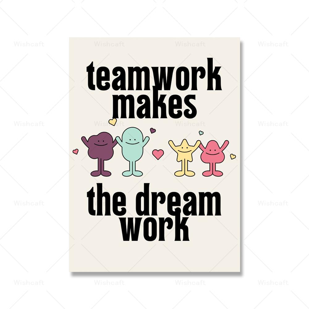 

Работа в команде делает работу мечты, художественные принты для классной комнаты, фотографии, декор, плакат с позитивными цитатами для школы, детской комнаты, домашний декор 21x30cm No Framed