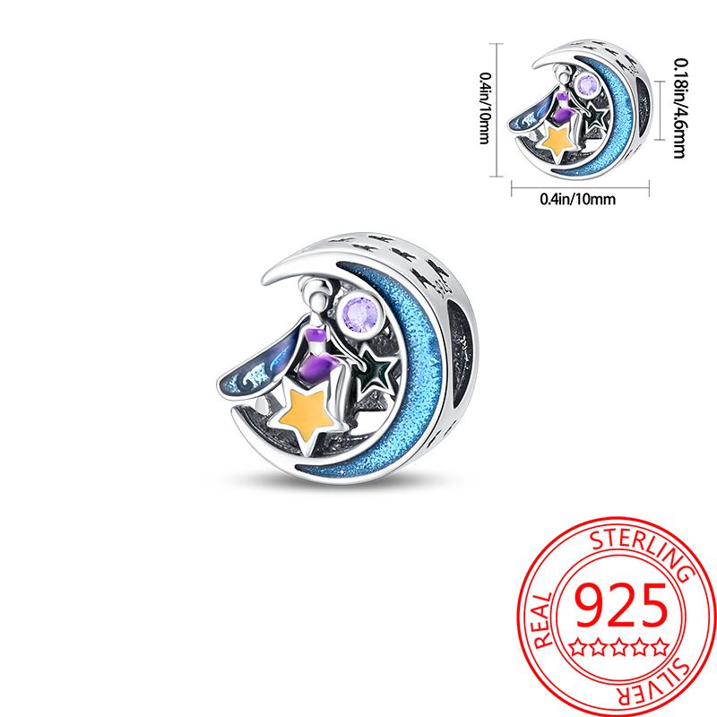 

Original Copper Charms Luxury Blue Moon Flower Spirit Beads Fit Bracelet Diy Women Making Delicate Gift