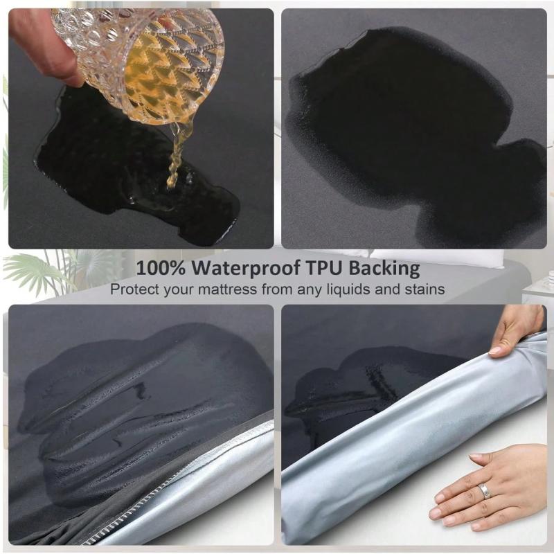 Waterproof Kids Family Mattress Fitted Sheet Moisture-Proof Bed Cover for Toddler Bedwetting Spills Accidents, All Sizes Easy-Clean Bedroom Protector