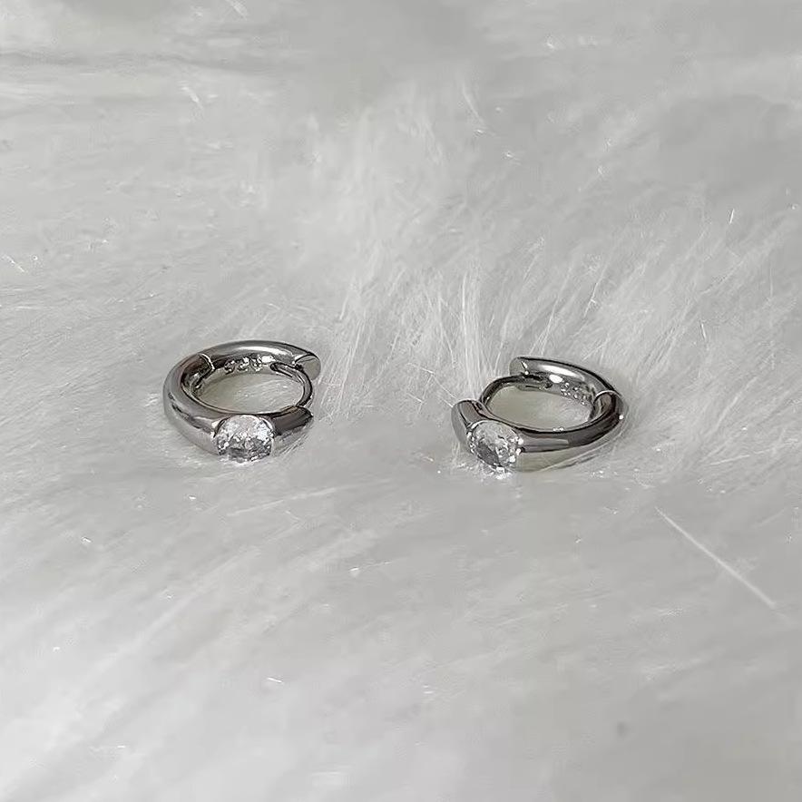 Geometric Micro-set Zircon Earrings Female Heavy Simple Earrings Personality Commuting Earrings Affordable Dainty Earrings Durable Alloy Daily Wear