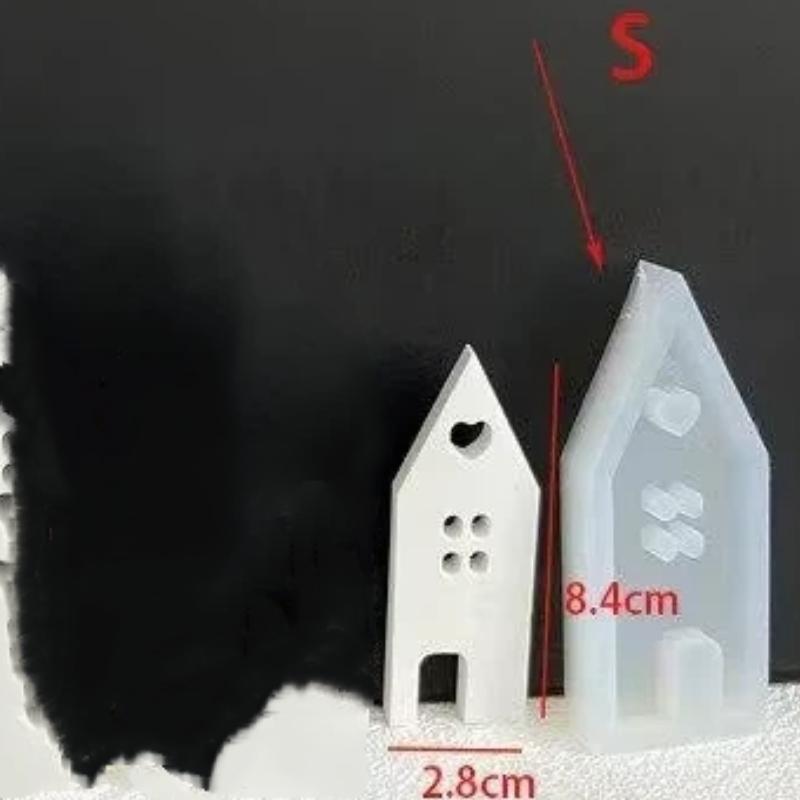 1 Pcs House Modeling Mold Silicone Candle Lamp Center House Concrete Mold Casting Mold DIY Gypsum Home Decoration Resin Mold