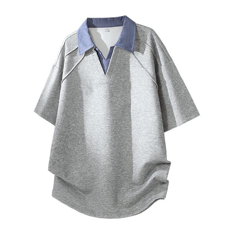

Summer 2026 Men s College Style Short-Sleeve Two-Piece Polo T-shirt - Unisex High-End Edition XL сірий колір