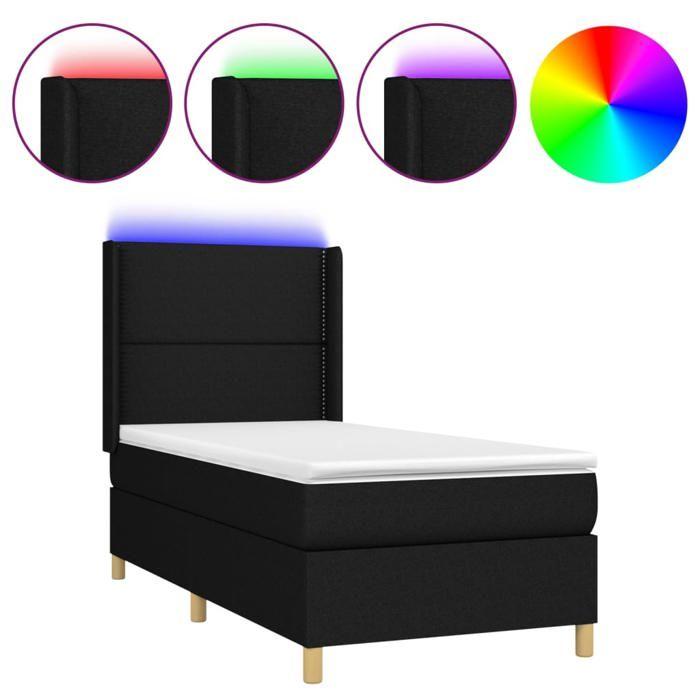 VidaXL Sommier à Lattes de Lit avec Matelas et LED, Lit Rembourré, Lit Simple, Lit Adulte de Chambre à Coucher Intérieur, 3138759