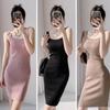 Summer Tank Halter Women Sexy  Casual Solid Clothing Chic Club Female Vintage Girl Sleeveless Elegant Dress