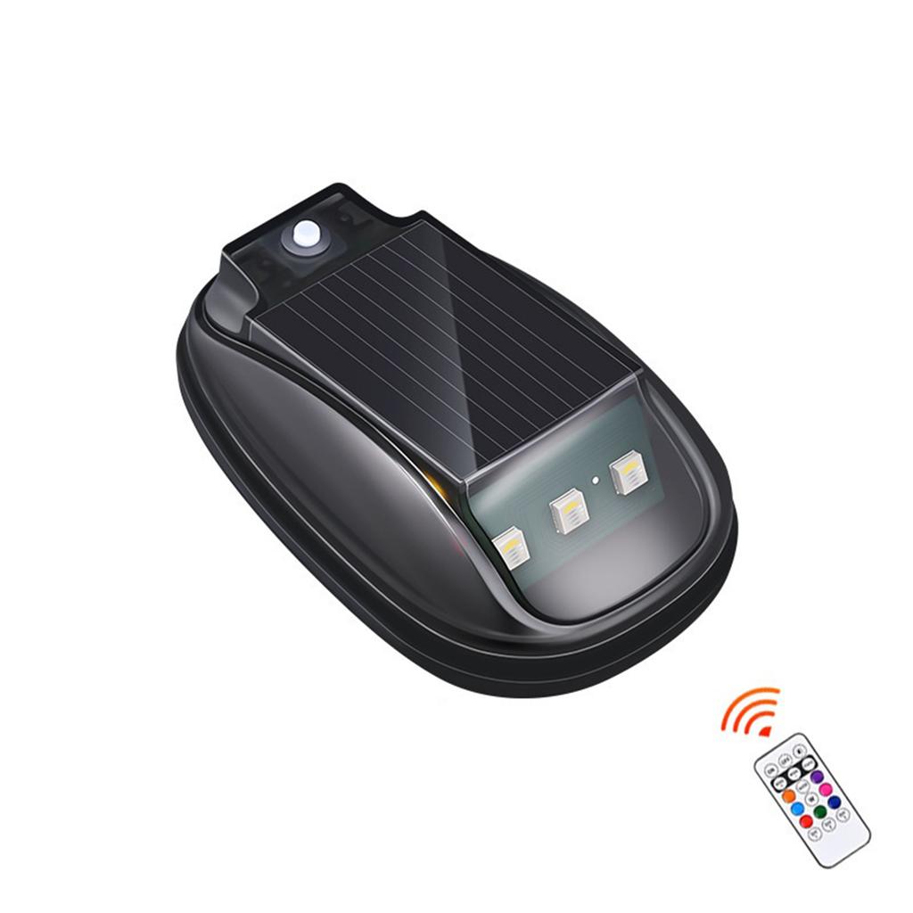 Solar-Power Car Roof Light with RC Punch-Free Wireless Flashing Lights RGB Solar Powered Strobe Pilot Light for Car Decor