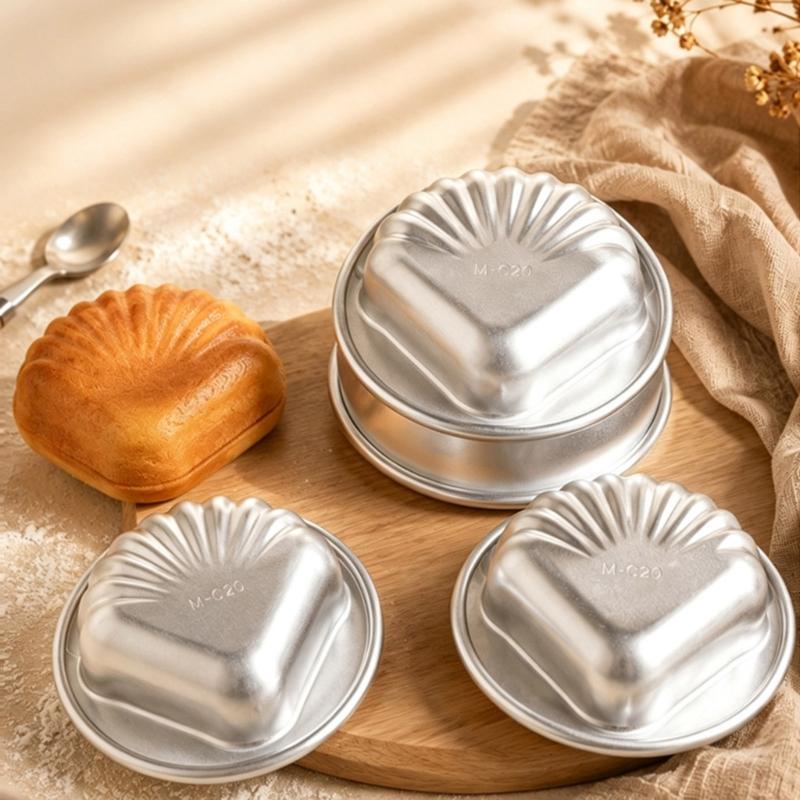 Scallops Baking Mould for Shell Cake, Set of 10 Puddings and Jelly, Aluminum Dessert Molds with Stackable Storage for Home Dessert Making