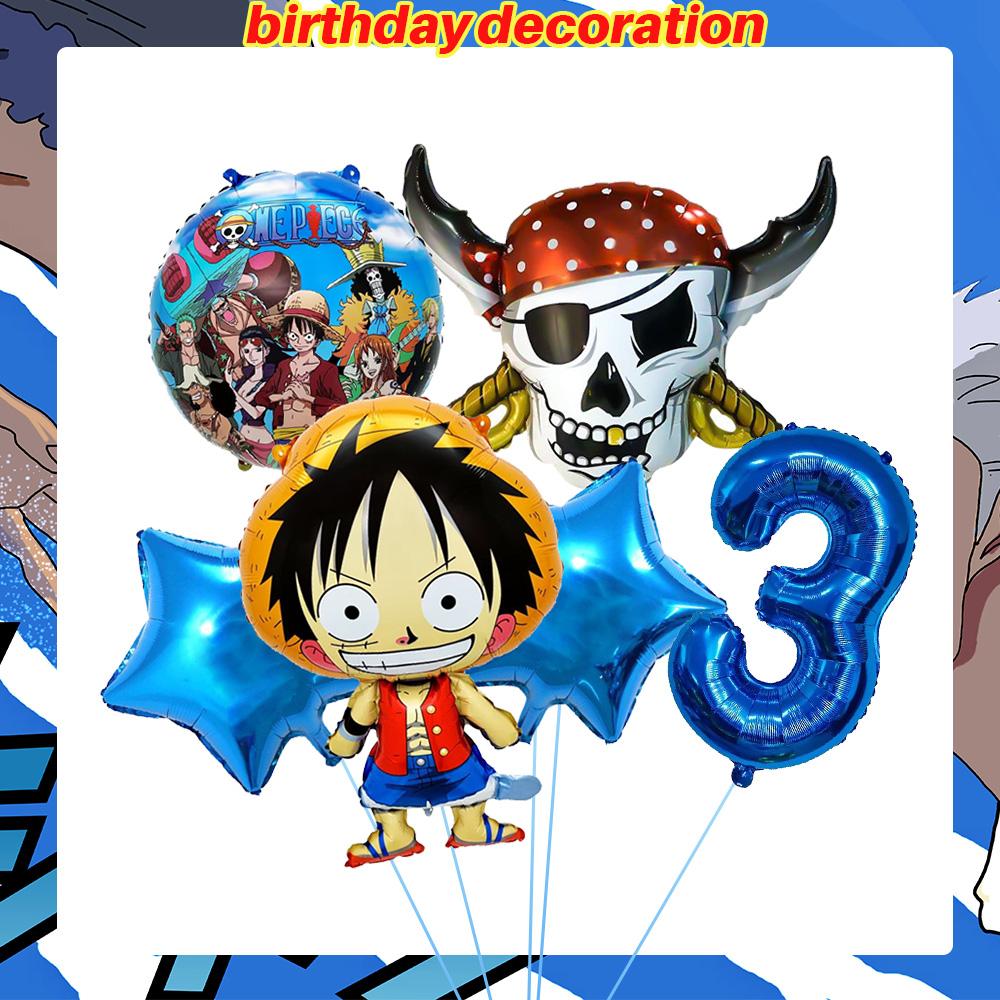 Dekoracje Urodzinowe One Piece Balon Luffy Zoro Jednorazowe Talerzyki Imprezowe Baner Dekoracja Tortu Torebki na Prezenty Chłopcy Akcesoria na Baby Shower
