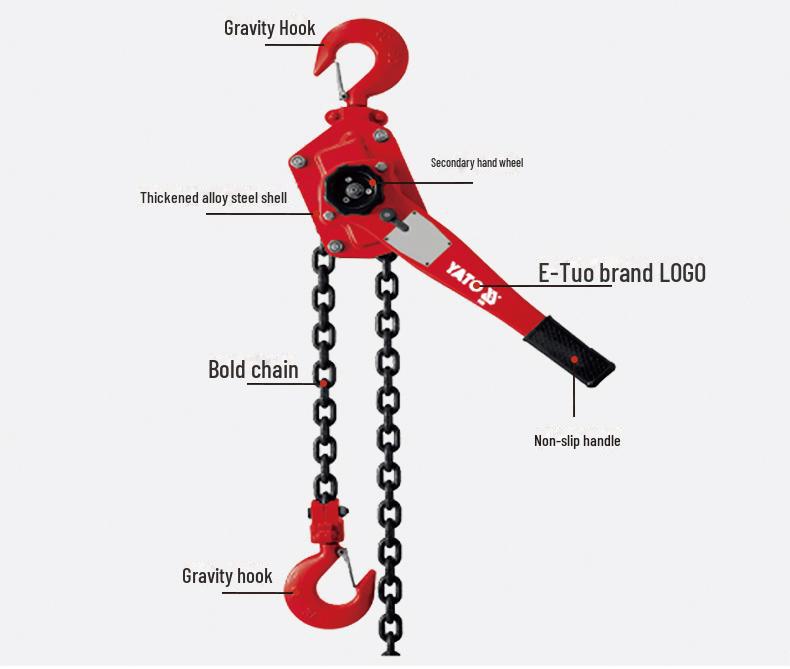 Yiertuo Manual Chain Lever Hoist, 1.5-9 Ton Capacity, 3-9 Meter Lift