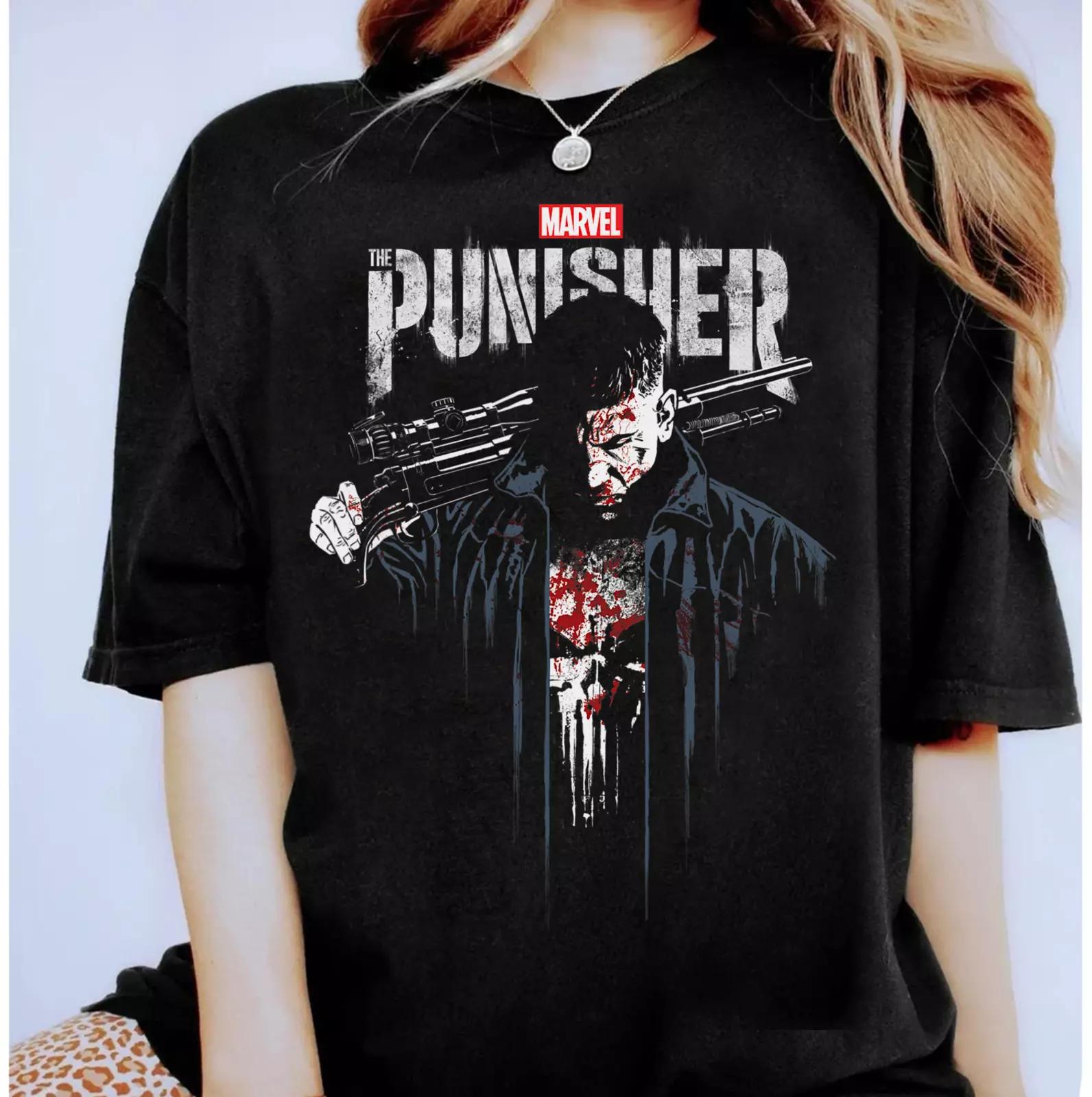 Marvel The Punisher Frank Castle Vigilante Unisex 100% Cotton T-shirt Mens Tees Top Kid Shirt 2XL