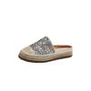 Sequin Woven Half Slippers Women's Summer Wear 2025 Comfortable Straw Fisherman Shoes Platform Lazy One Pedal Muller Shoes