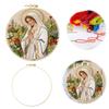 Jesus DIY Stamped Embroidery Kit with Embroidery Hoop Cross Stitch Kit 30x30cm for Adults Beginners Craft Lovers Gift