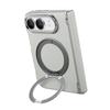 360 ° Rotating Magnetic Ring Kickstand Phone Case for IPhone Duo 18 Fold PU Leather Hinge Protection Wireless Charging Cover