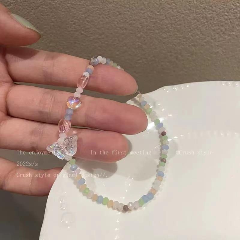 Colorful Acrylic Beaded Butterfly Bracelet with Adjustable Hand Rope for Women – Summer Design