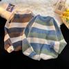 Women's Color-Block Round Neck Sweater - Autumn/Winter Casual Knitwear, Trendy & Versatile Style for Couples