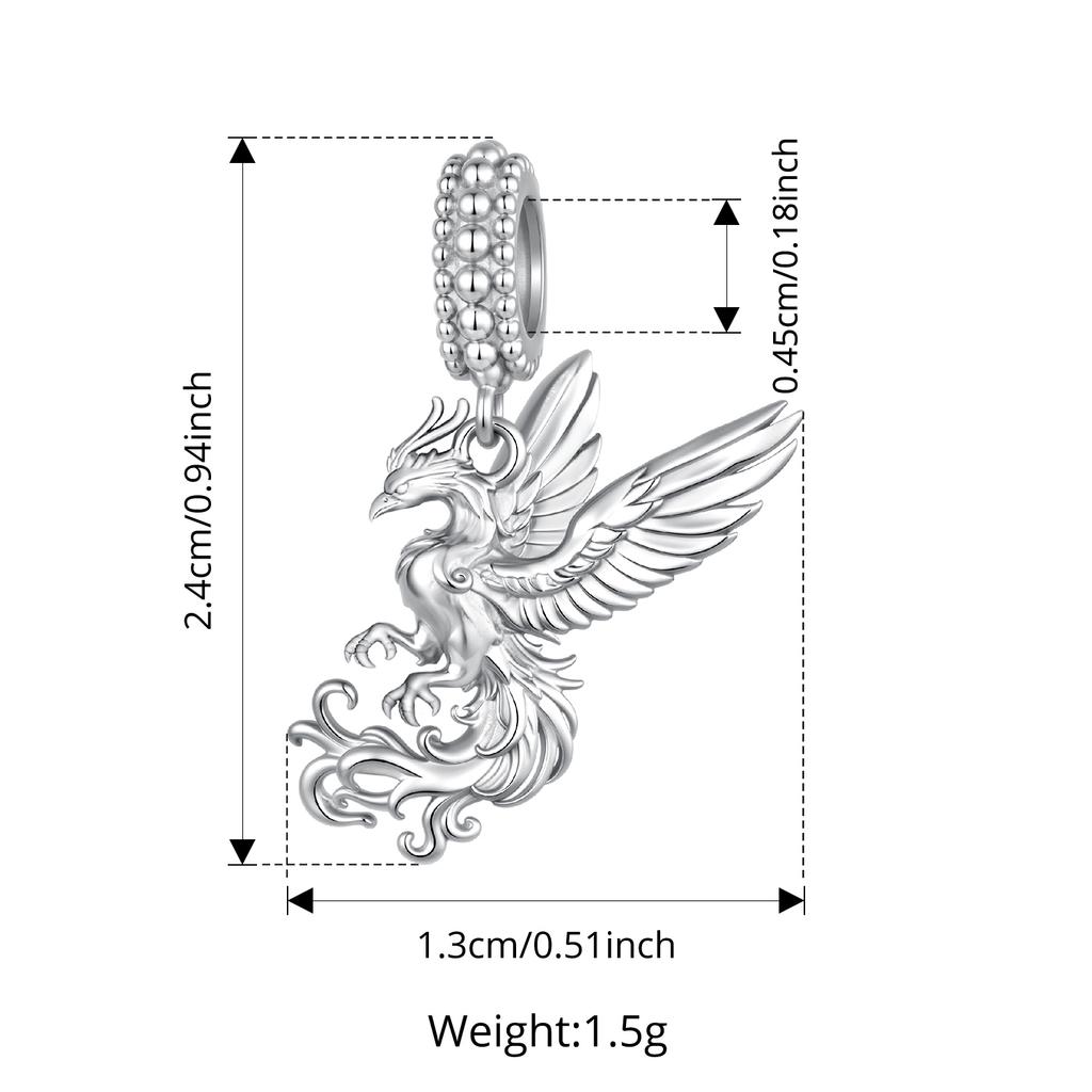 WOSTU 925 Sterling Silver Flying Dragon Charms Pendant Colorful Phoenix Beads Fit Original DIY Bracelet Wholesale