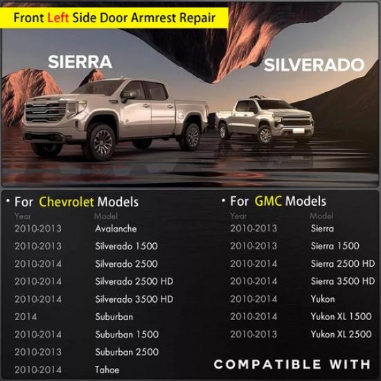 Left Side Door Panel Handle Armrest Repair For 10-14 Chevy GMC Tahoe Silverado