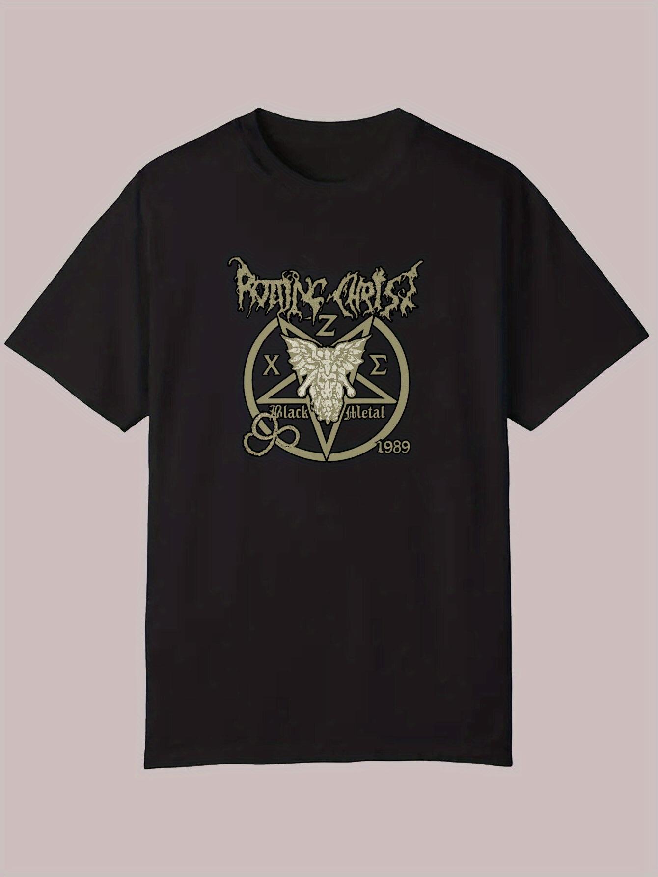 Casual Summer T-shirt - Black Polyester Crew Neck with Gothic Lettering & Butterfly Graphic XXL
