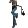 Women's High Waist Slimming Velvet Tassel Flare Jeans with Split Hem - 2025 Autumn/Winter Collection