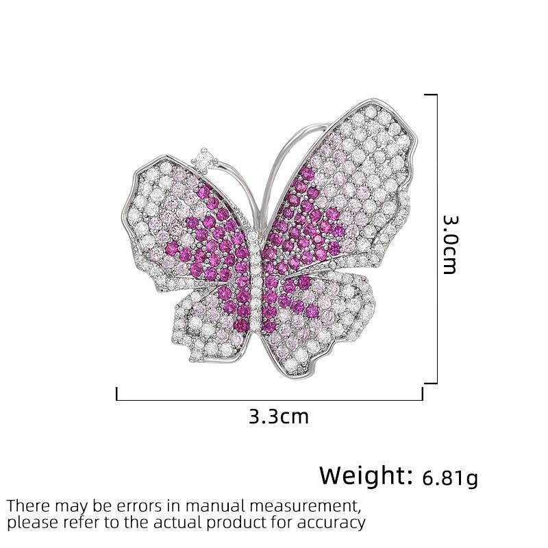 Damen Leichter Luxus Design Elegante Eingelegte Zirkon Farbverlauf Schmetterling Brosche, Vielseitige Und Nischen Designgefühl Brosche